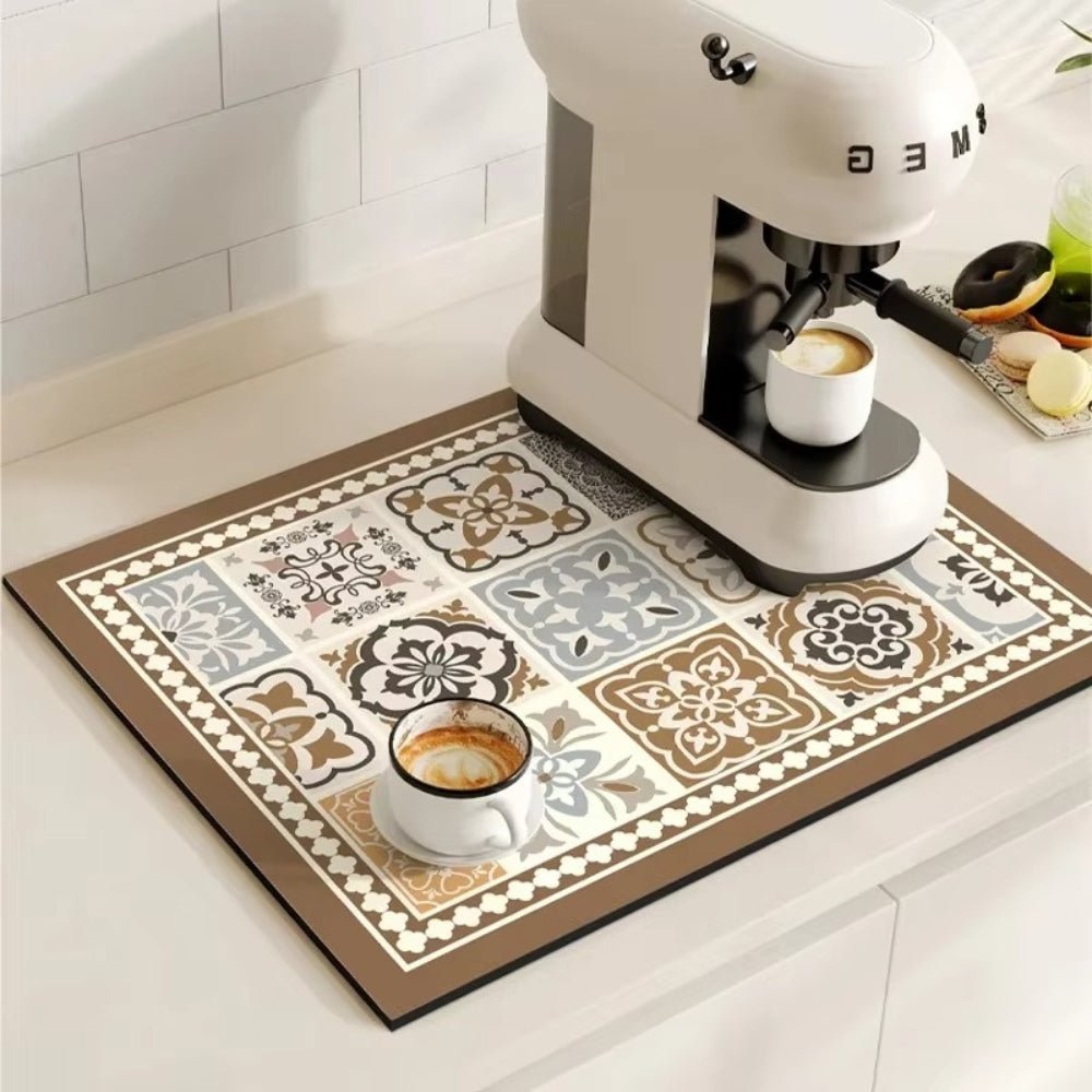 Virelle Maison - Tapis absorbant antidérapant à motif carreaux rétro pour café ou évier