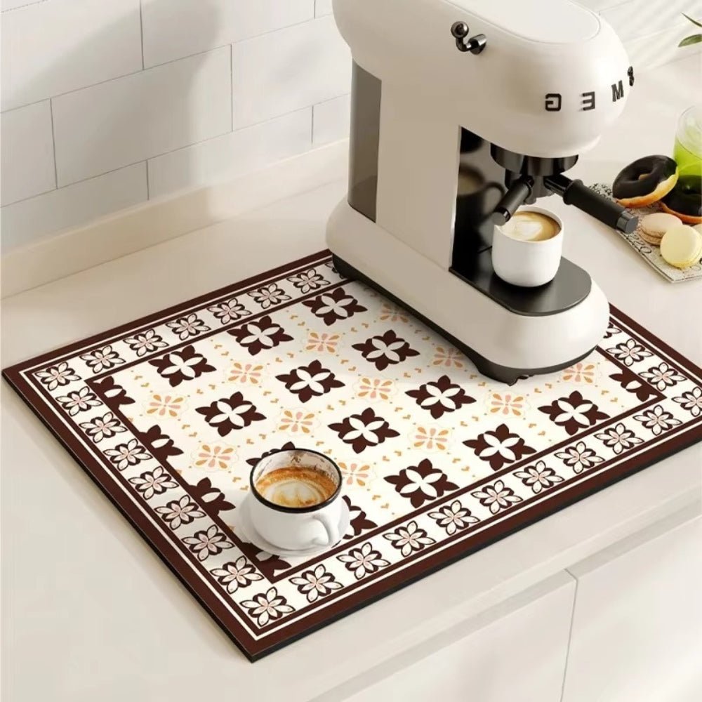 Virelle Maison - Tapis absorbant antidérapant à motif carreaux rétro pour café ou évier