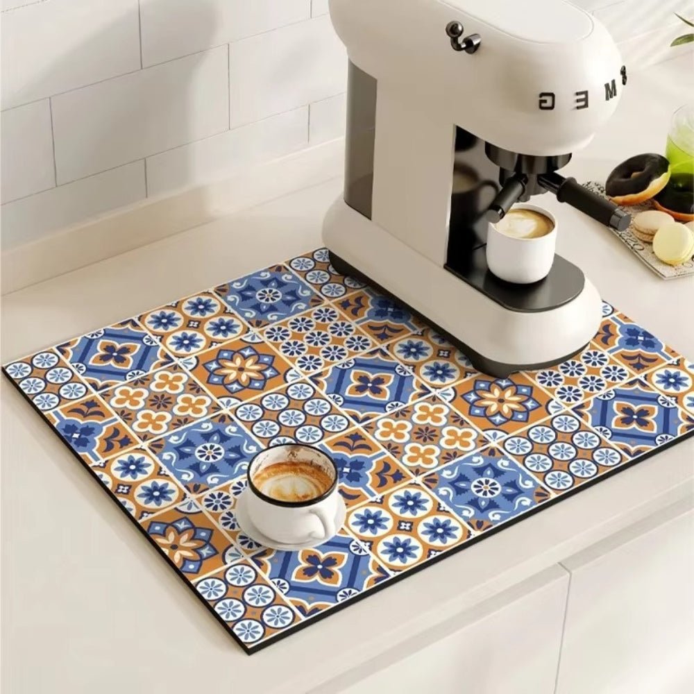 Virelle Maison - Tapis absorbant antidérapant à motif carreaux rétro pour café ou évier