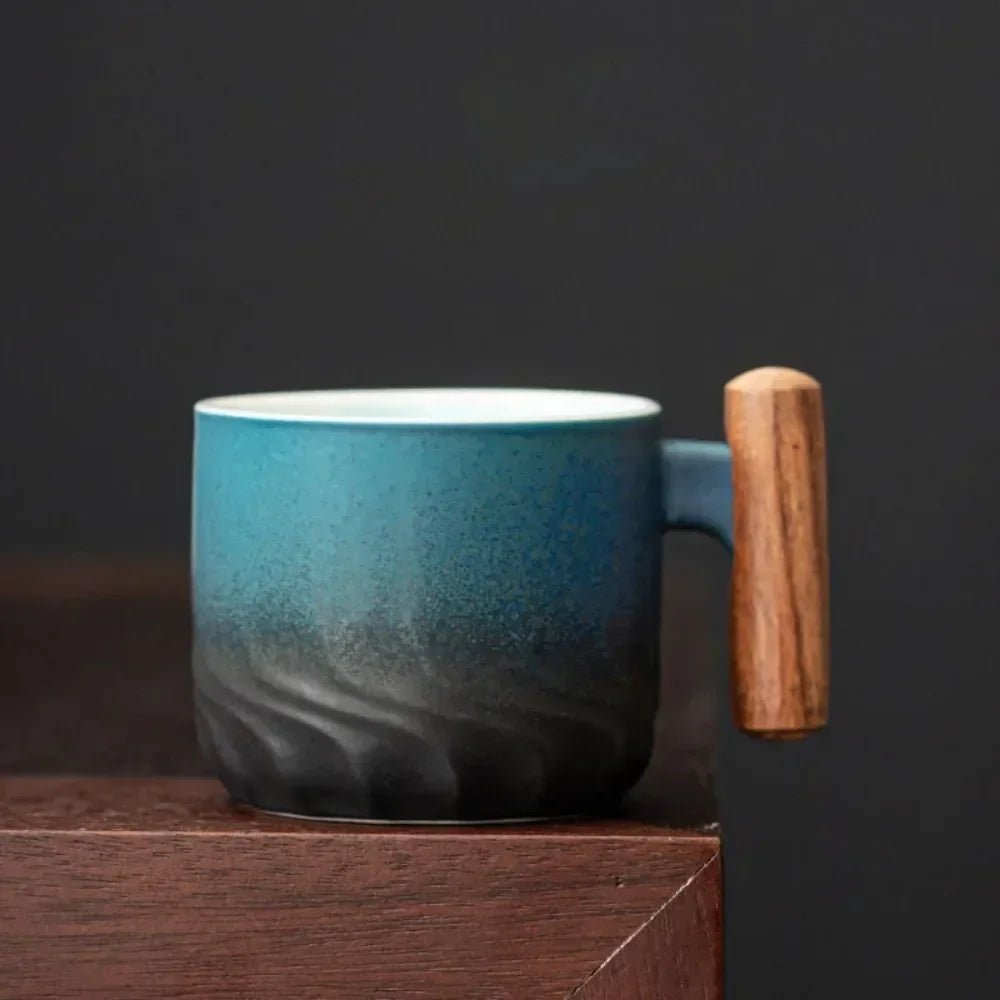 Virelle Maison - Tasse à espresso vintage en céramique avec poignée en bois