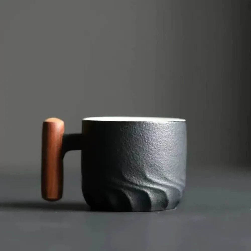 Virelle Maison - Tasse à espresso vintage en céramique avec poignée en bois