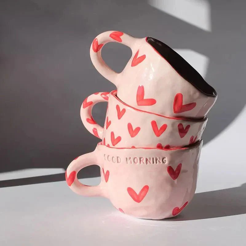 Virelle Maison - Tasse en céramique avec motif cœur rose | Virelle Maison