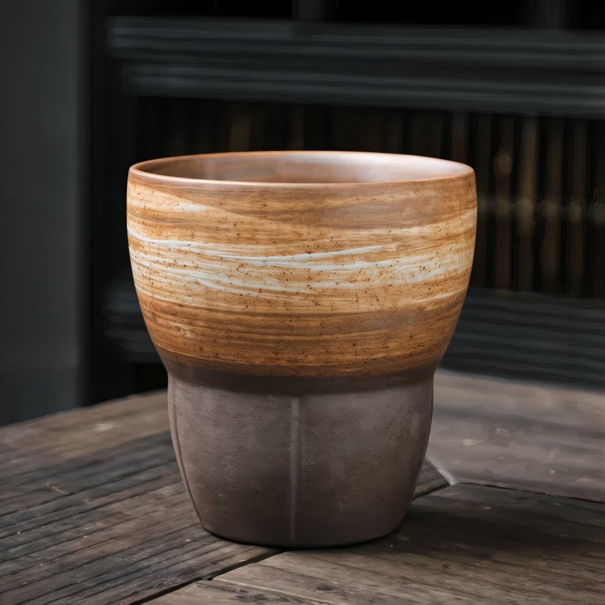Virelle Maison - Tasses à café obliques en céramique avec poignée en bois | Virelle Maison