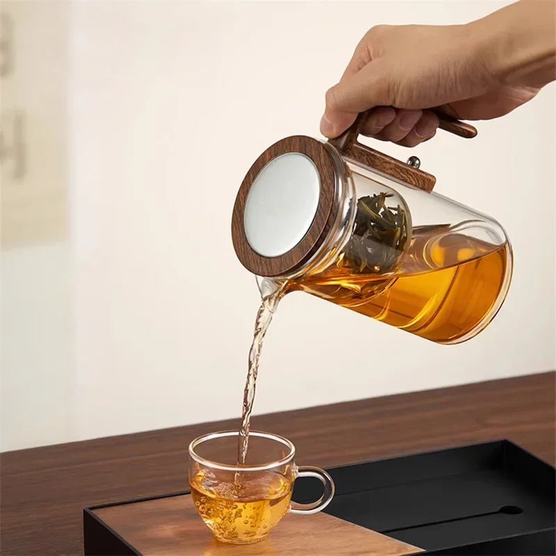 Virelle Maison - Théière en verre borosilicaté – Infuseur acier et poignée bois | Virelle Maison