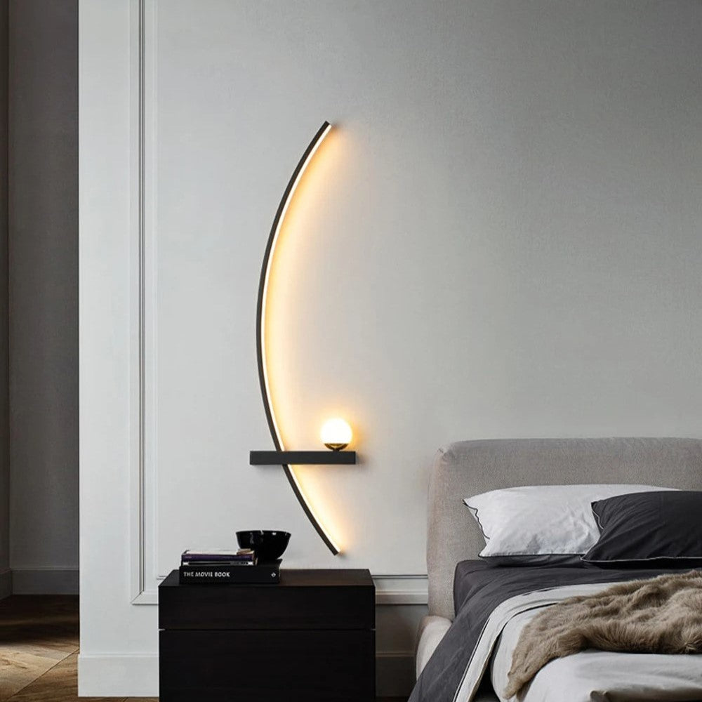 Applique murale LED minimaliste en aluminium noir ou doré | Virelle Maison