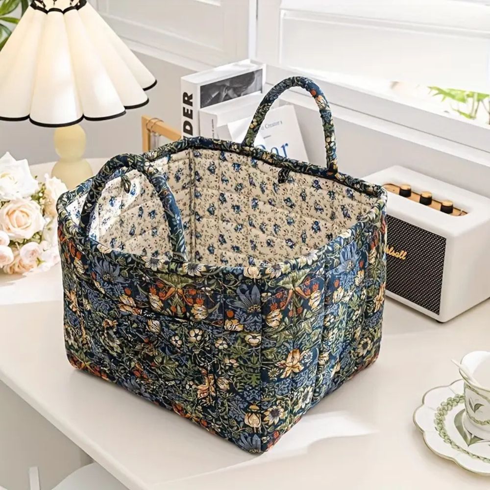 Panier de rangement en toile à motif floral doux | Virelle Maison