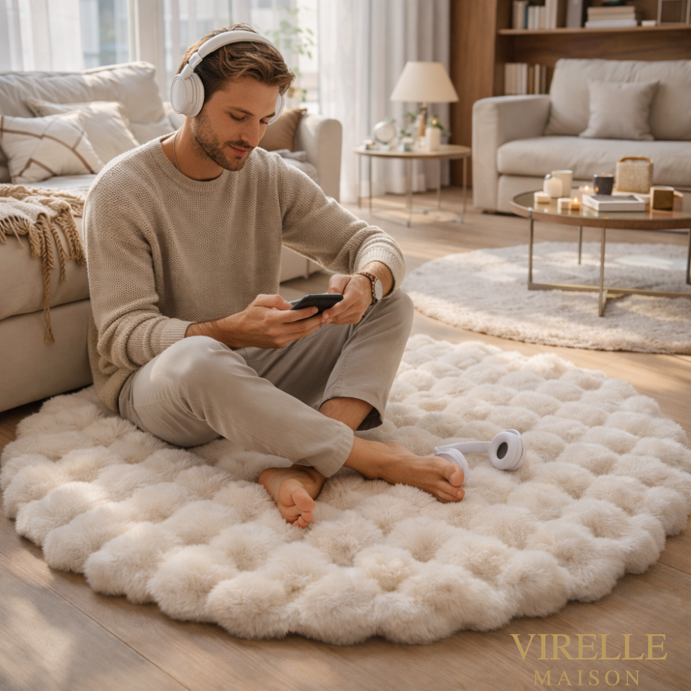 Tapis rond en polyester doux et antidérapant | Virelle Maison