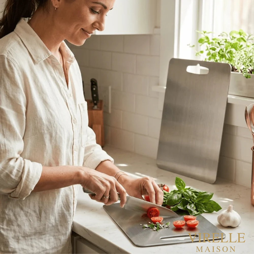 Planche à découper en acier inoxydable brossé | Virelle Maison