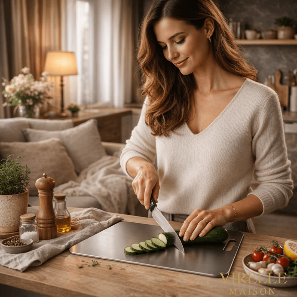 Planche à découper en acier inoxydable brossé | Virelle Maison