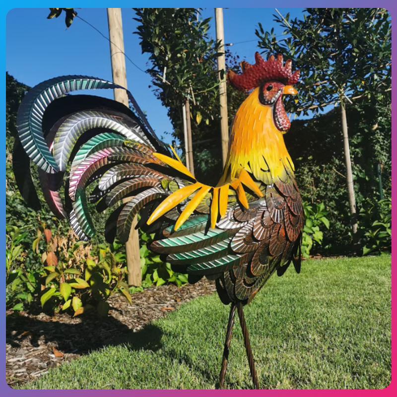 Coq décoratif en métal peint à la main | Virelle Maison