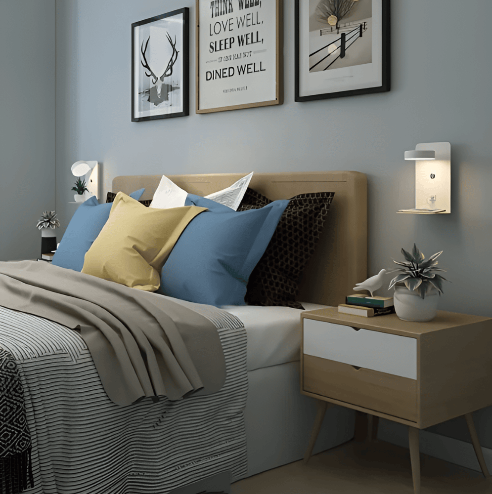 Virelle Maison - Applique murale LED en aluminium avec étagère et port USB | Virelle Maison