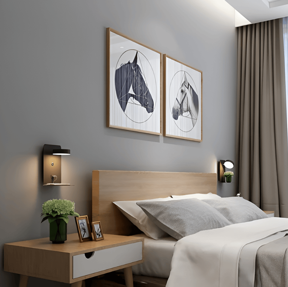 Virelle Maison - Applique murale LED en aluminium avec étagère et port USB | Virelle Maison