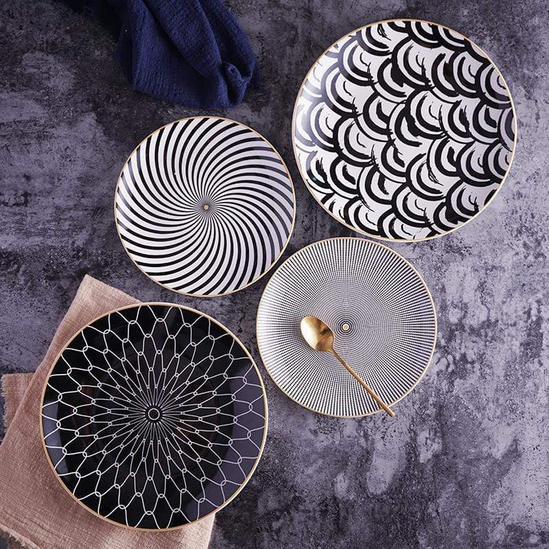 Virelle Maison - Assiette en céramique ronde à motifs abstraits | Virelle Maison