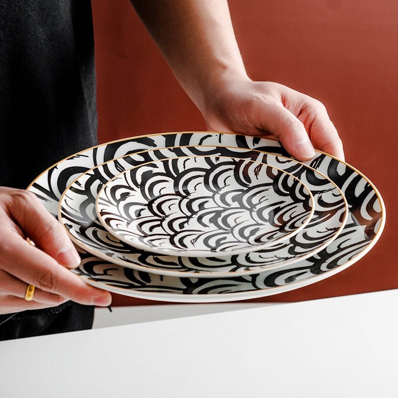 Virelle Maison - Assiette en céramique ronde à motifs abstraits | Virelle Maison