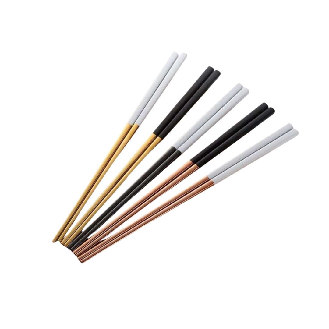 Virelle Maison - Baguettes japonaises en acier noir mat texturé, lot de 5 | Virelle Maison