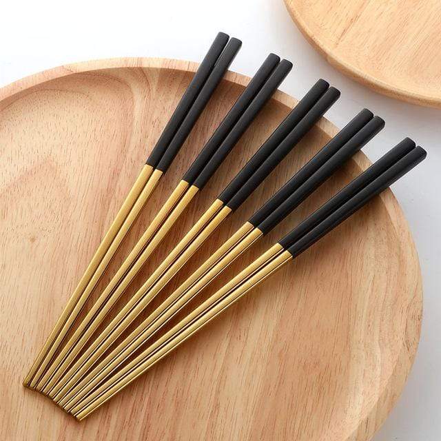 Virelle Maison - Baguettes japonaises en acier noir mat texturé, lot de 5 | Virelle Maison