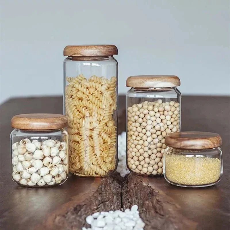 Virelle Maison - Bocal de conservation en verre transparent – Couvercle en bois d’acacia | Virelle Maison