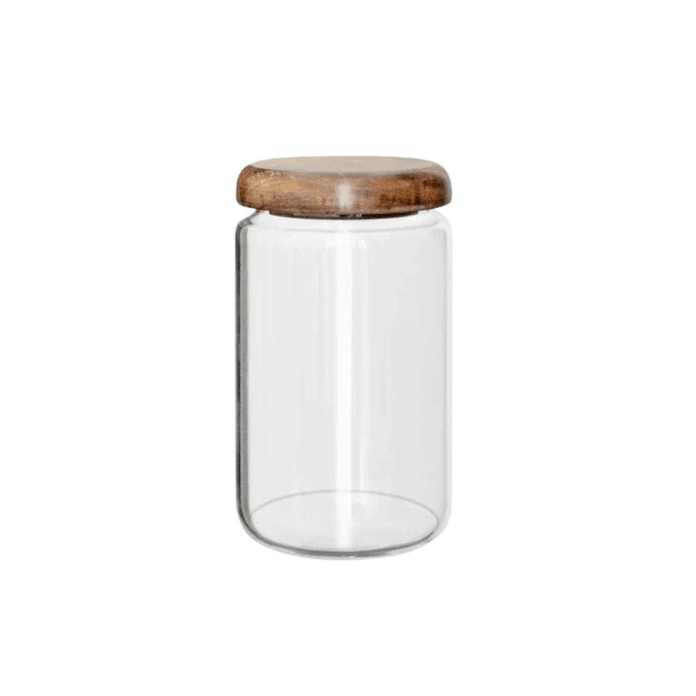 Virelle Maison - Bocal de conservation en verre transparent – Couvercle en bois d’acacia | Virelle Maison
