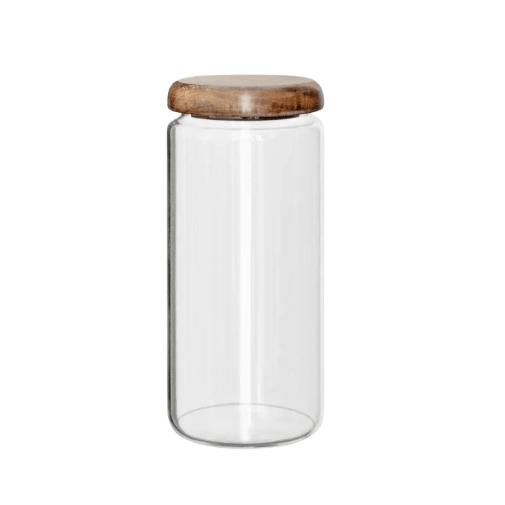 Virelle Maison - Bocal de conservation en verre transparent – Couvercle en bois d’acacia | Virelle Maison
