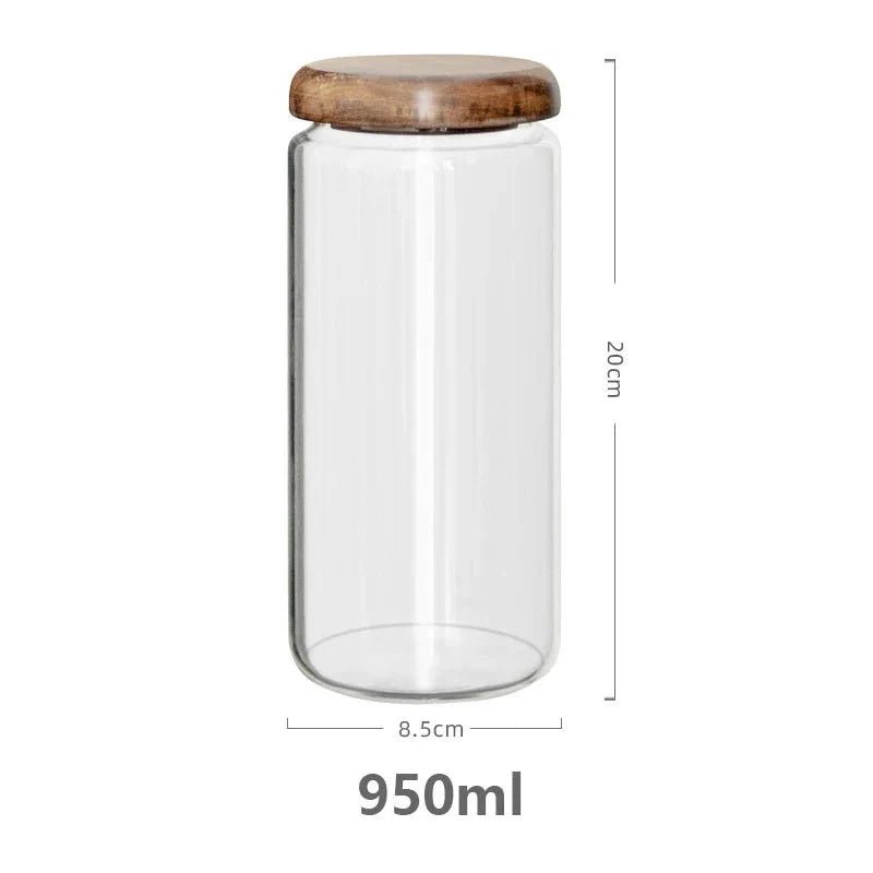 Virelle Maison - Bocal de conservation en verre transparent – Couvercle en bois d’acacia | Virelle Maison