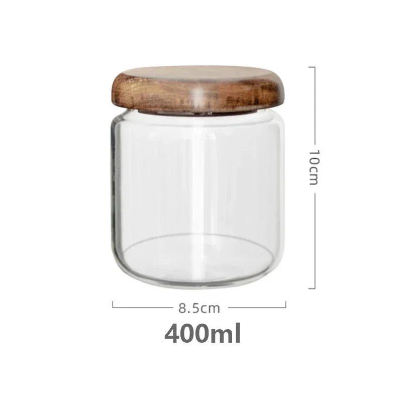 Virelle Maison - Bocal de conservation en verre transparent – Couvercle en bois d’acacia | Virelle Maison
