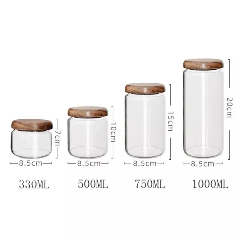 Virelle Maison - Bocal de conservation en verre transparent – Couvercle en bois d’acacia | Virelle Maison