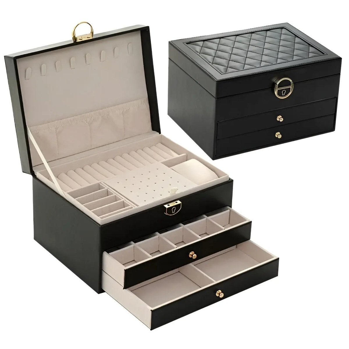 Virelle Maison - Boîte à bijoux en simili cuir à compartiments superposés | Virelle Maison