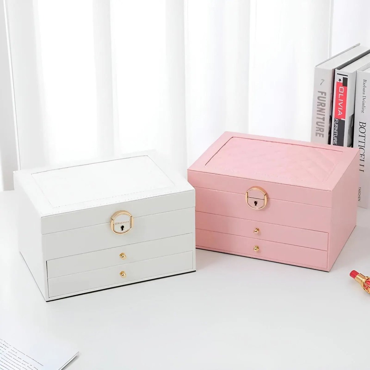 Virelle Maison - Boîte à bijoux en simili cuir à compartiments superposés | Virelle Maison