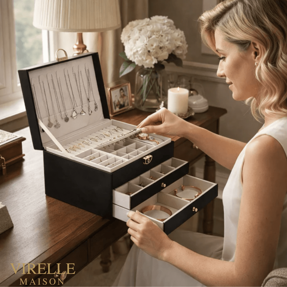 Virelle Maison - Boîte à bijoux en simili cuir à compartiments superposés | Virelle Maison
