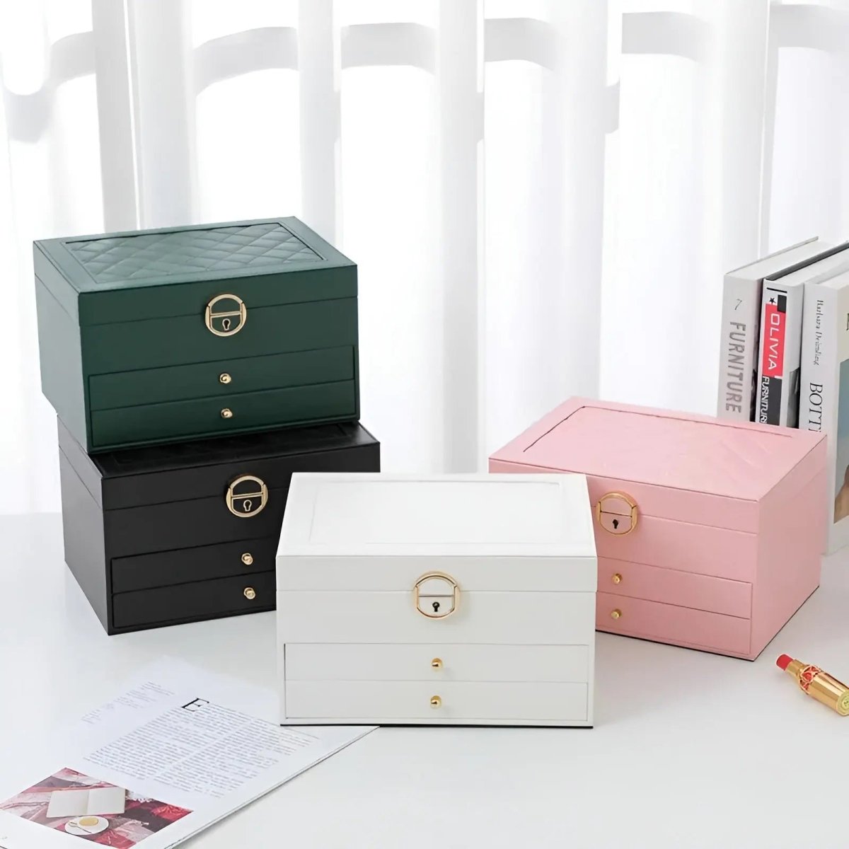 Virelle Maison - Boîte à bijoux en simili cuir à compartiments superposés | Virelle Maison