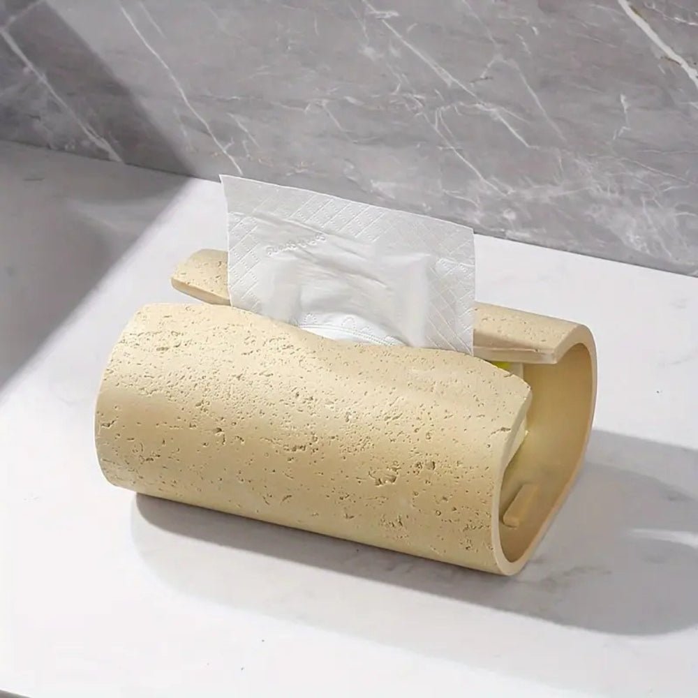 Virelle Maison - Boîte à mouchoirs en grès naturel au design courbé