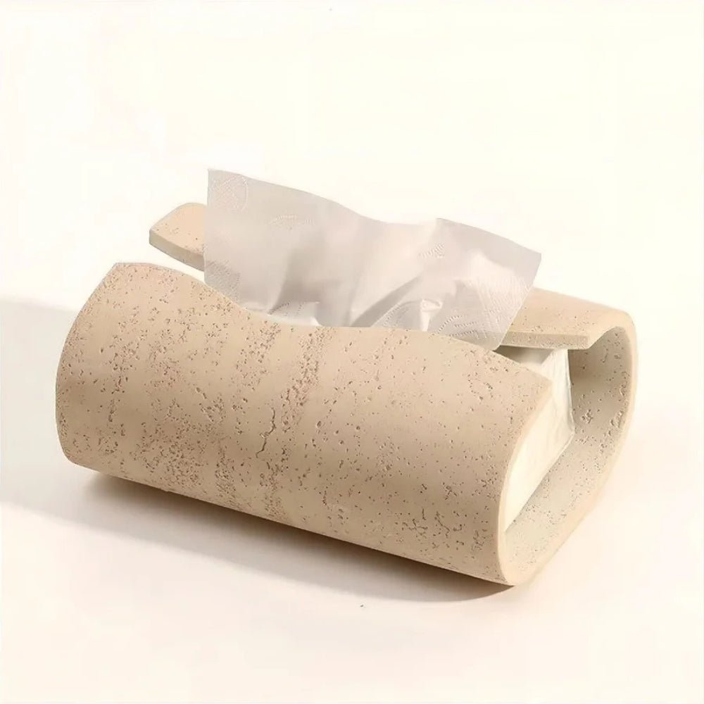 Virelle Maison - Boîte à mouchoirs en grès naturel au design courbé