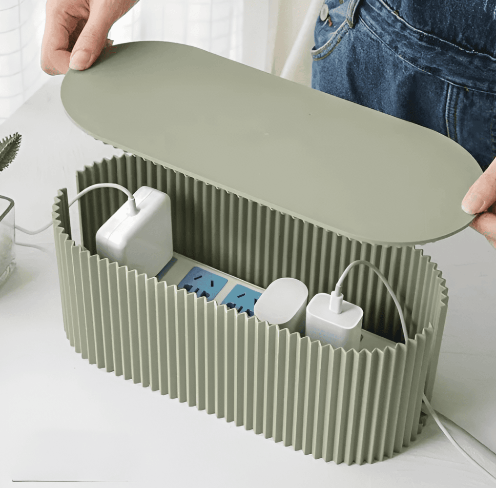 Virelle Maison - Boîte de rangement pour câbles en plastique nervuré minimaliste | Virelle Maison