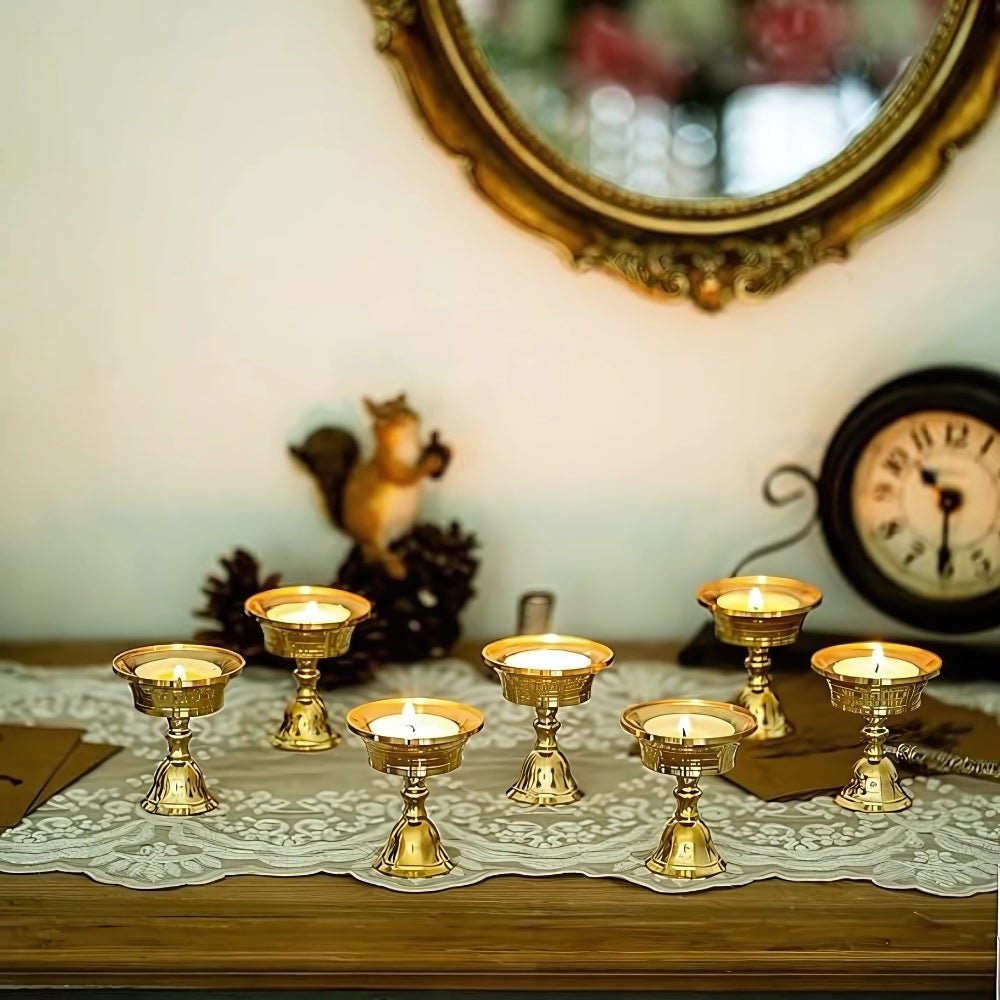 Virelle Maison - Bougeoir coupe en cuivre finition vintage sur base piédestal