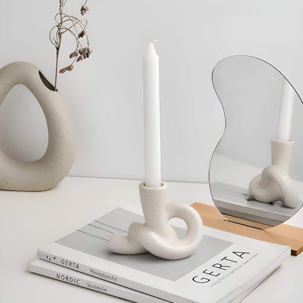 Virelle Maison - Bougeoir en céramique texturée au design noué minimaliste