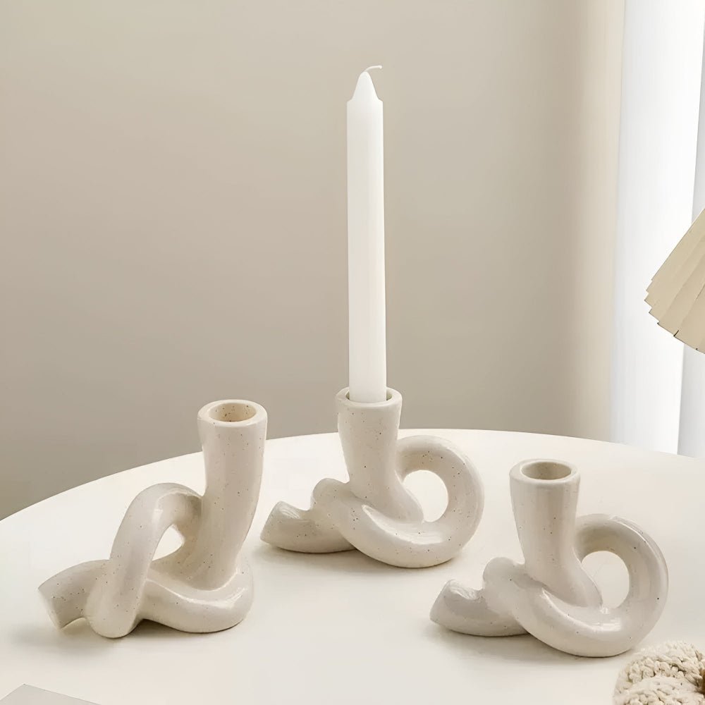 Virelle Maison - Bougeoir en céramique texturée au design noué minimaliste