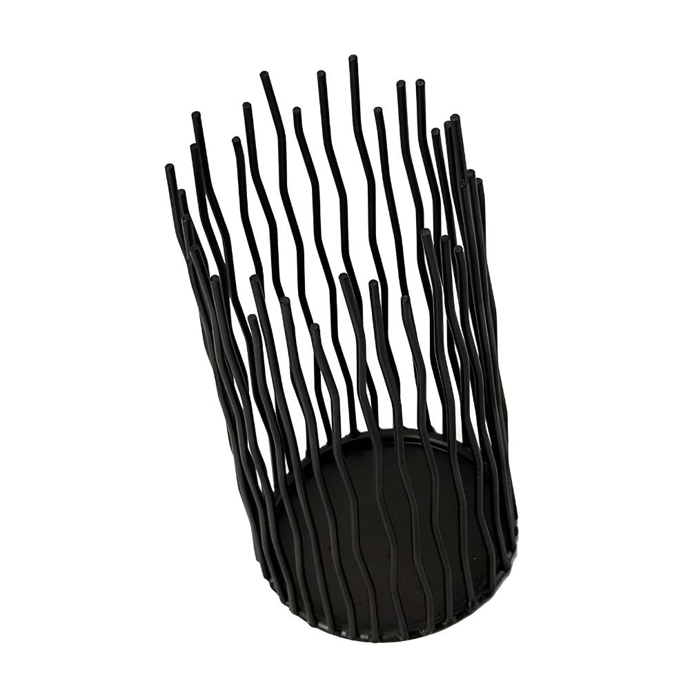 Virelle Maison - Bougeoir en fer noir au design géométrique bohème