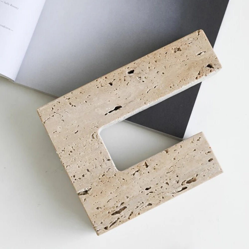 Virelle Maison - Bougeoir sculptural en travertin pour deux bougies | Virelle Maison
