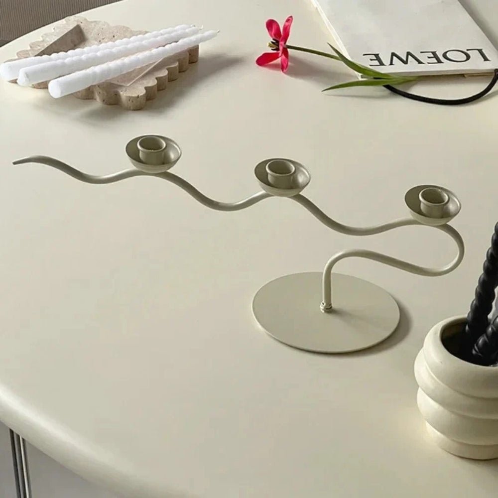 Virelle Maison - Bougeoir triple en fer noir au design torsadé minimaliste