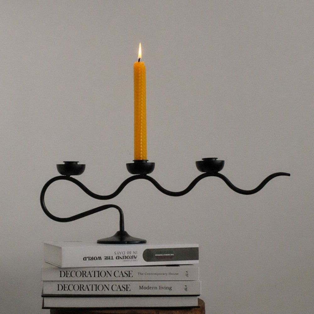 Virelle Maison - Bougeoir triple en fer noir au design torsadé minimaliste