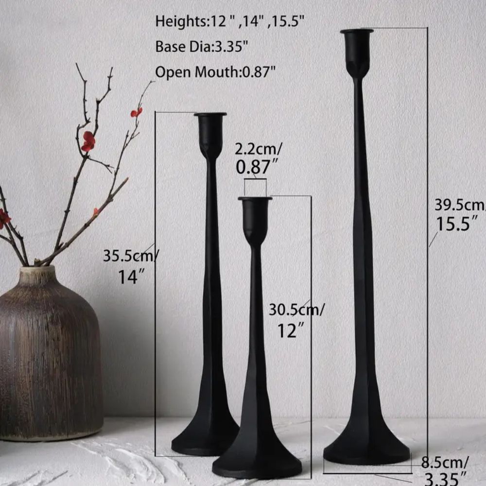 Virelle Maison - Bougeoirs coniques en fonte noire au style industriel minimaliste