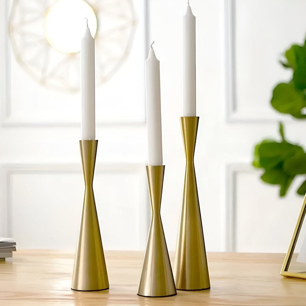 Virelle Maison - Bougeoirs nordiques en laiton avec design cintré – set de 3