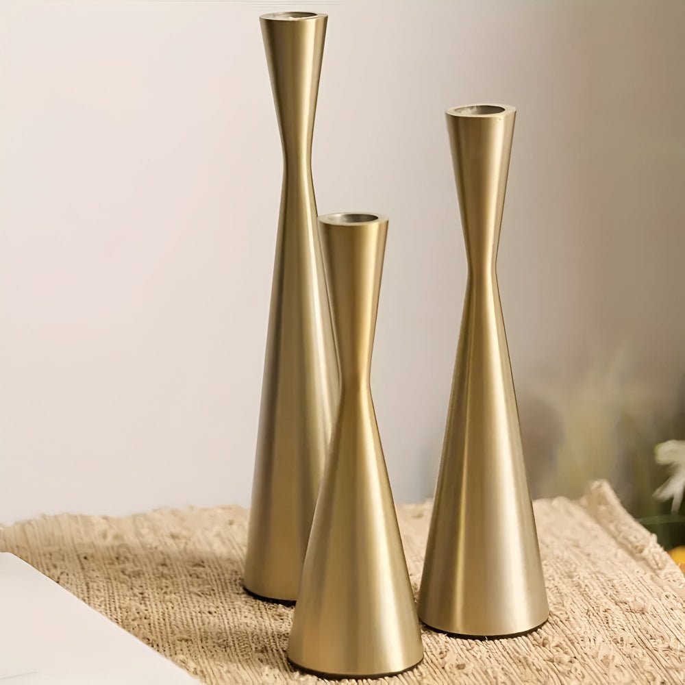 Virelle Maison - Bougeoirs nordiques en laiton avec design cintré – set de 3