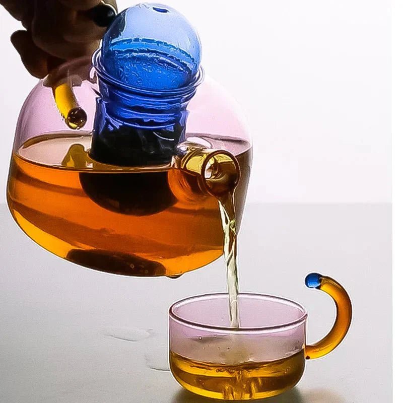 Virelle Maison - Bouilloire translucide en verre borosilicate avec tasses | Virelle Maison