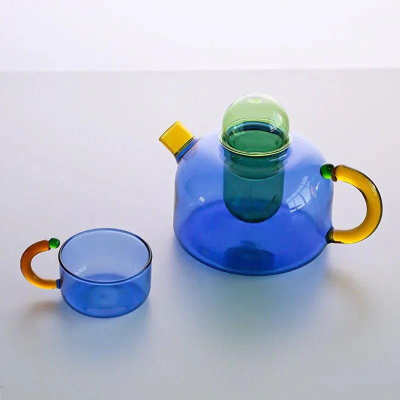 Virelle Maison - Bouilloire translucide en verre borosilicate avec tasses | Virelle Maison