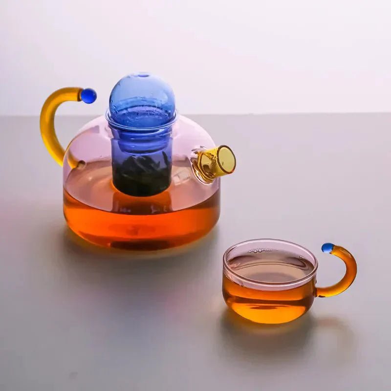 Virelle Maison - Bouilloire translucide en verre borosilicate avec tasses | Virelle Maison