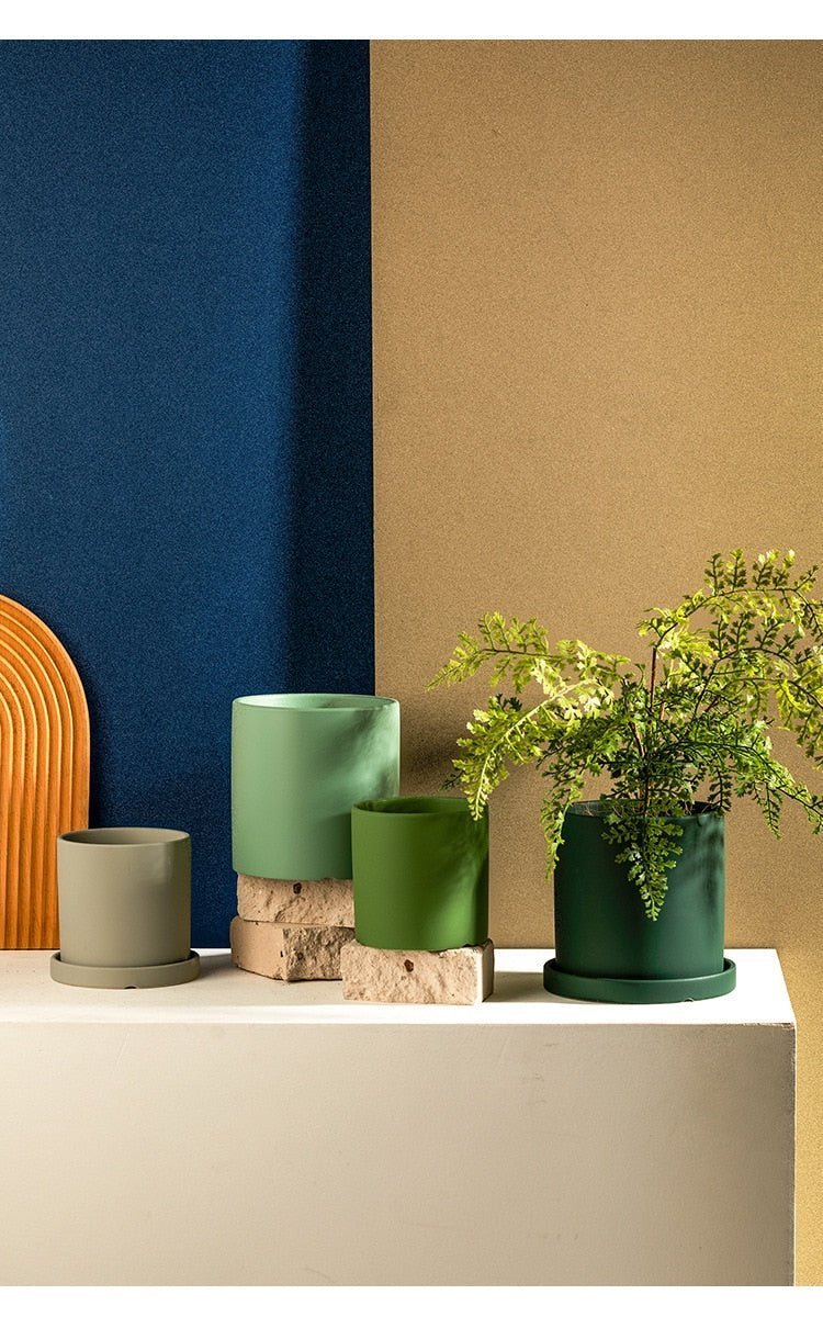 Virelle Maison - Cache - pot en céramique mate avec soucoupe | Virelle Maison