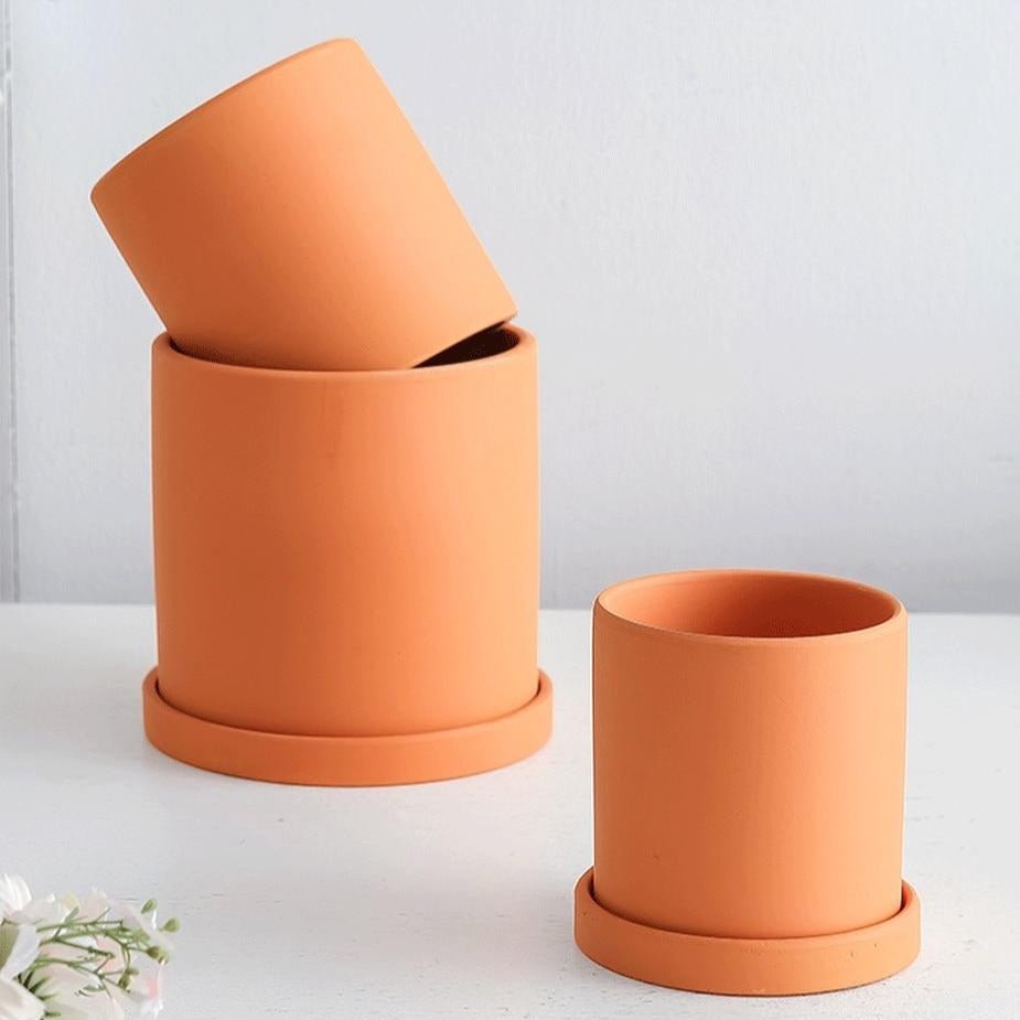 Virelle Maison - Cache - pot en céramique mate avec soucoupe | Virelle Maison