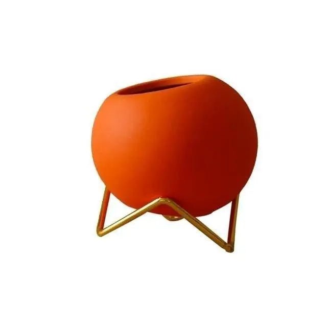 Virelle Maison - Cache - pot en céramique texturée sur pied en métal | Virelle Maison
