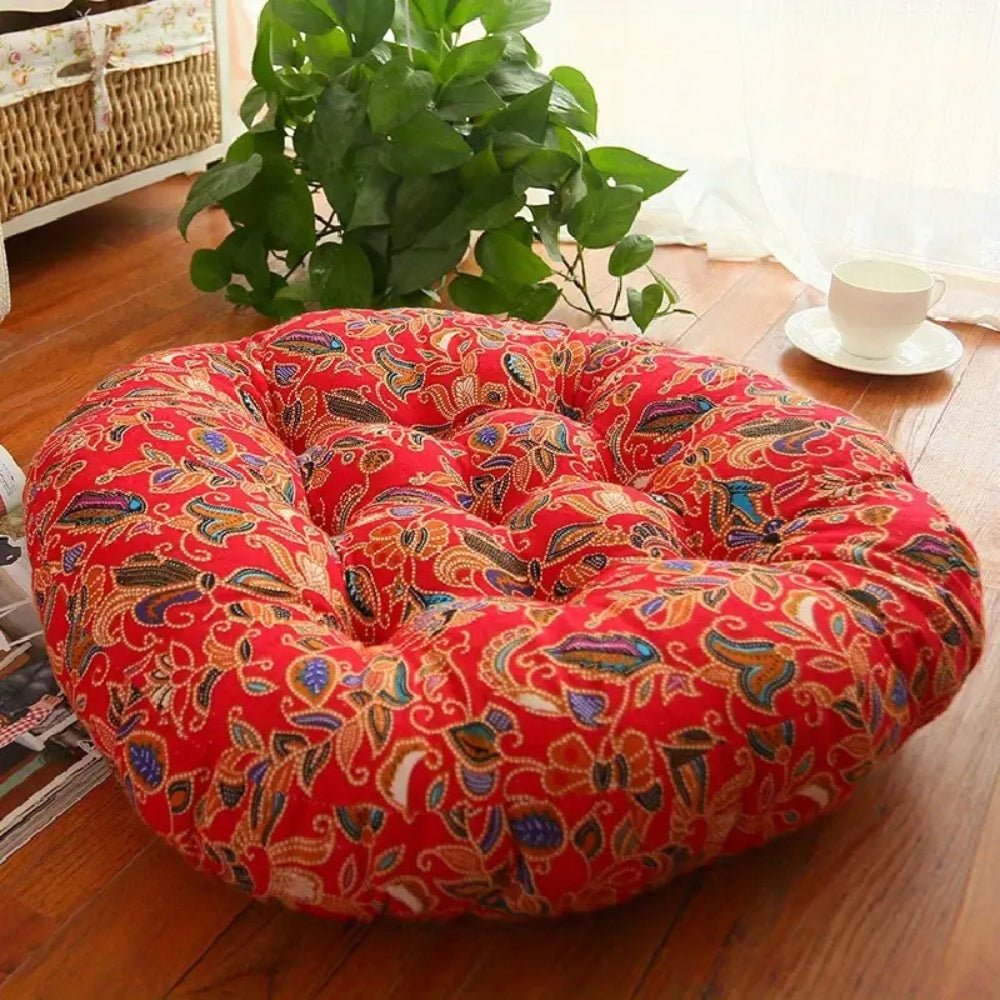 Virelle Maison - Coussin rond en coton épais, imprimé floral bohème | Virelle Maison